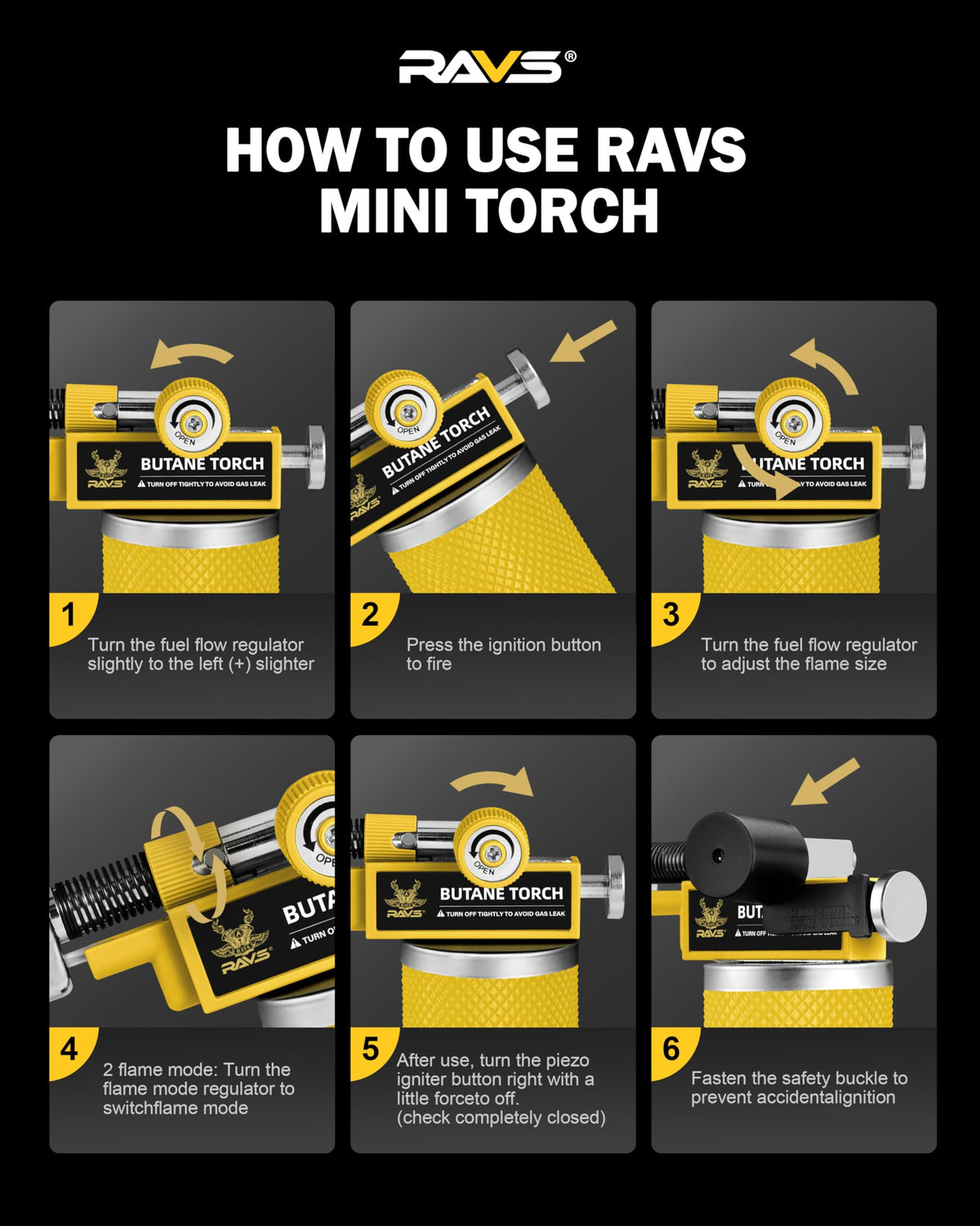 RAVS Butane Torch Lighter, DUAL Flame Mode Kitchen Torch, Refillable Cooking Torch Gun, Creme Brulee Torch Lighter, Blow Torch for Cooking, Welding, Mini Torch Soldering Torch, Butane is Not Included