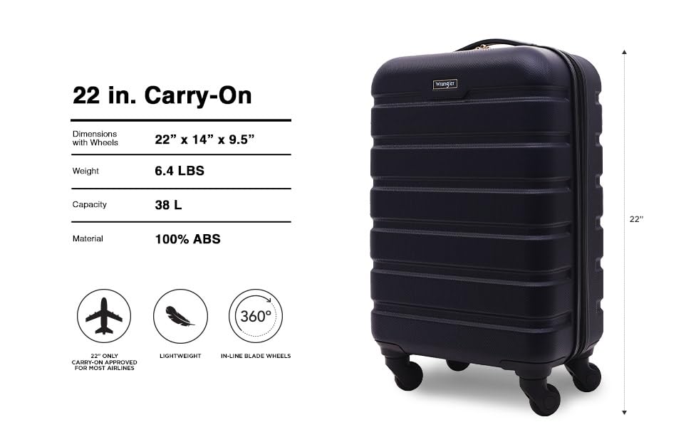 Wrangler 22" Hardside Spinner Carry-On Luggage, Olive