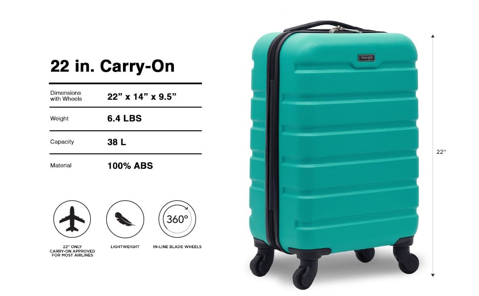 Wrangler 22" Hardside Spinner Carry-On Luggage, Olive