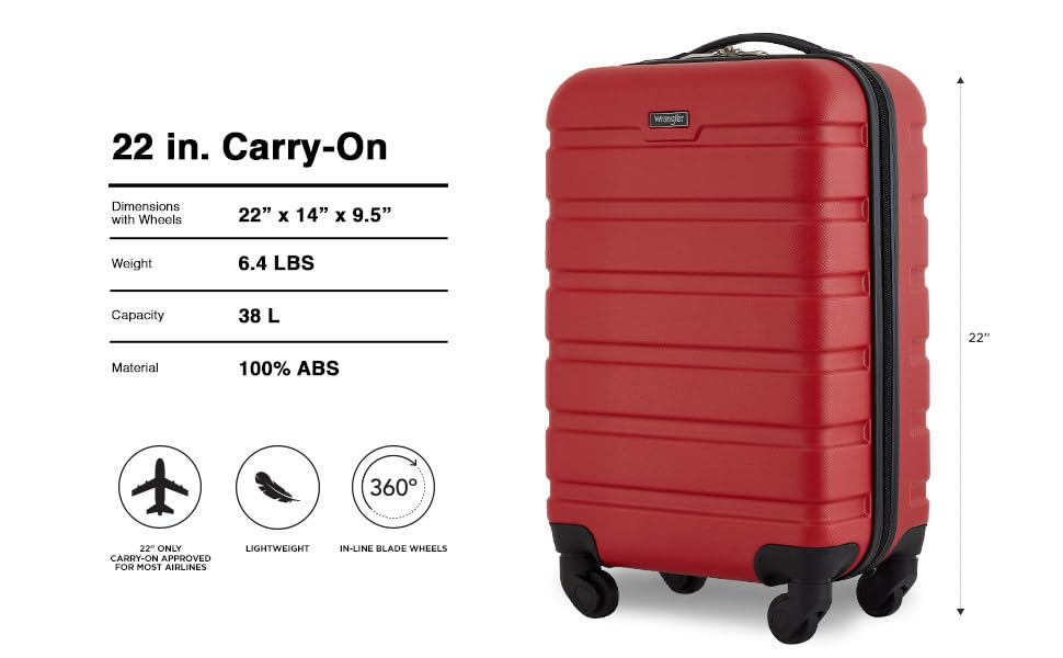 Wrangler 22" Hardside Spinner Carry-On Luggage, Olive