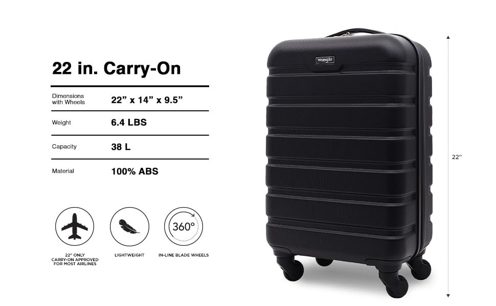 Wrangler 22" Hardside Spinner Carry-On Luggage, Olive