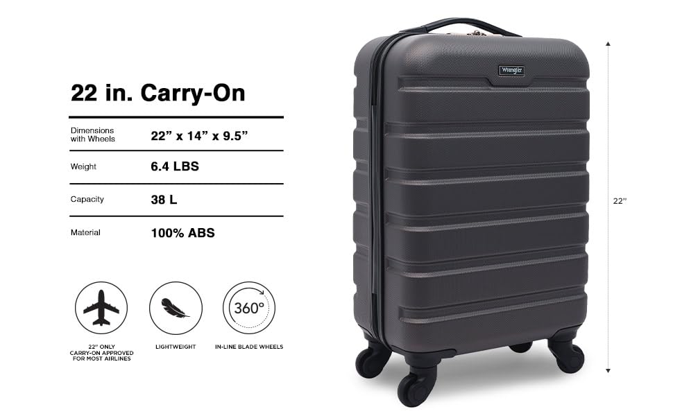 Wrangler 22" Hardside Spinner Carry-On Luggage, Olive