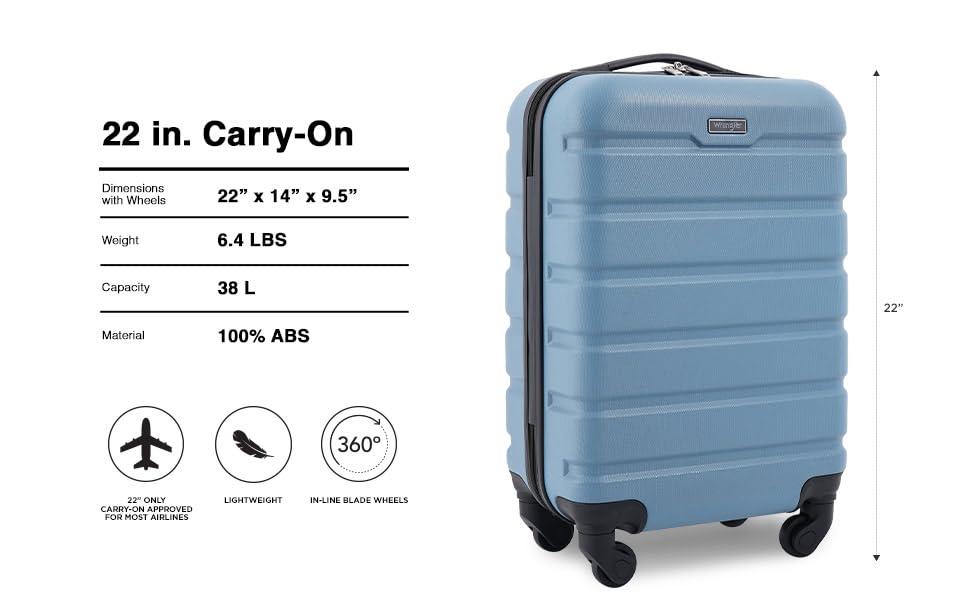 Wrangler 22" Hardside Spinner Carry-On Luggage, Olive