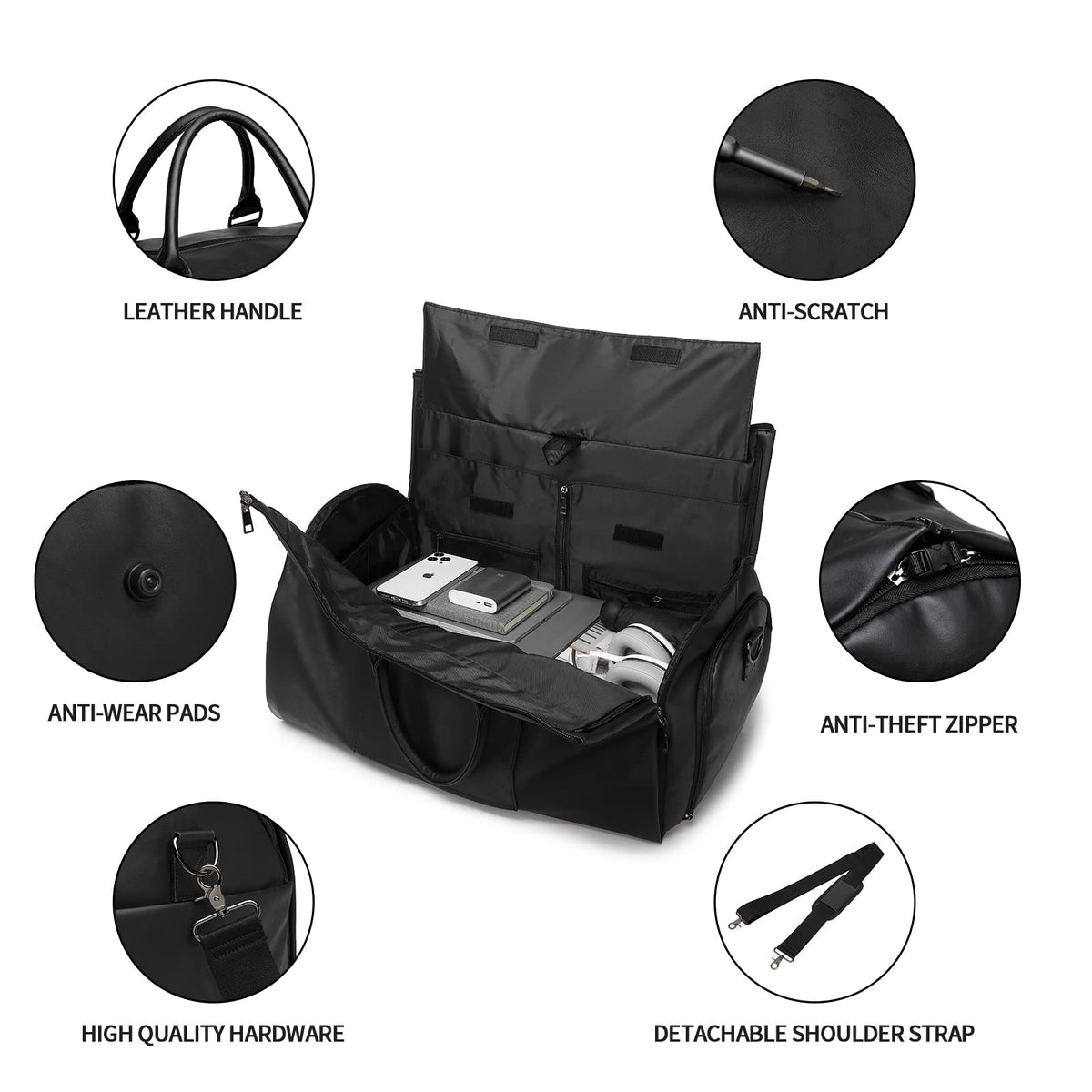 seyfocnia Convertible Travel Garment Bag,Carry on Garment Duffel Bag for Men Women - 2 in 1 Hanging Suitcase Suit Business Travel Bag