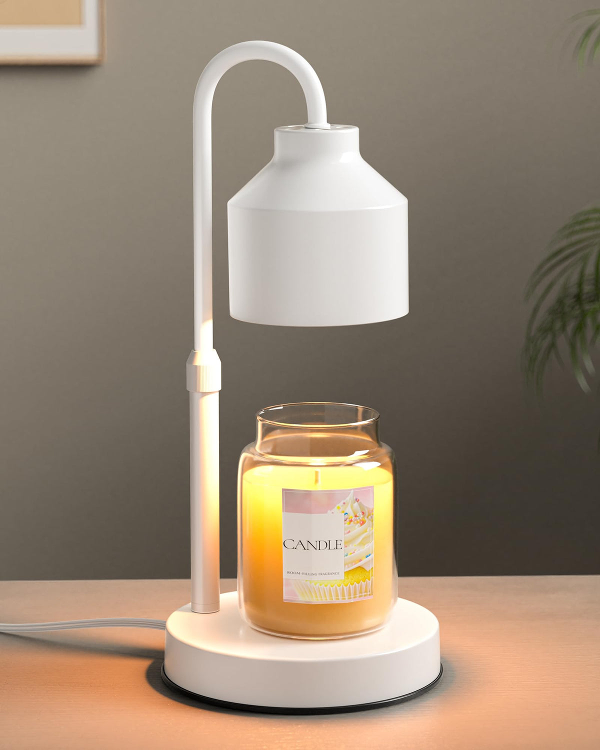 LISUNAR Electric Candle Warmer Lamp Black, Candle Lamp Warmer with Timer, Wax Warmer Lamp for Jar Candles, Adjustable Height Candle Light Warmer with 2 Bulbs