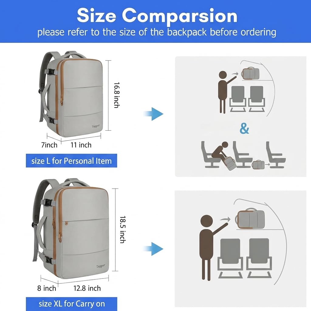 Taygeer Travel Laptop Backpack for Men, Airplane Approved Travel Backpack
