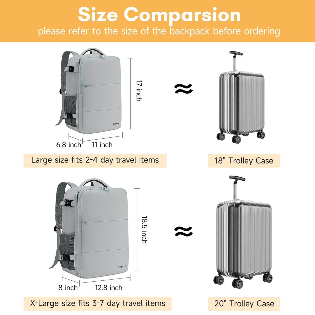 Taygeer Travel Laptop Backpack for Men, Airplane Approved Travel Backpack