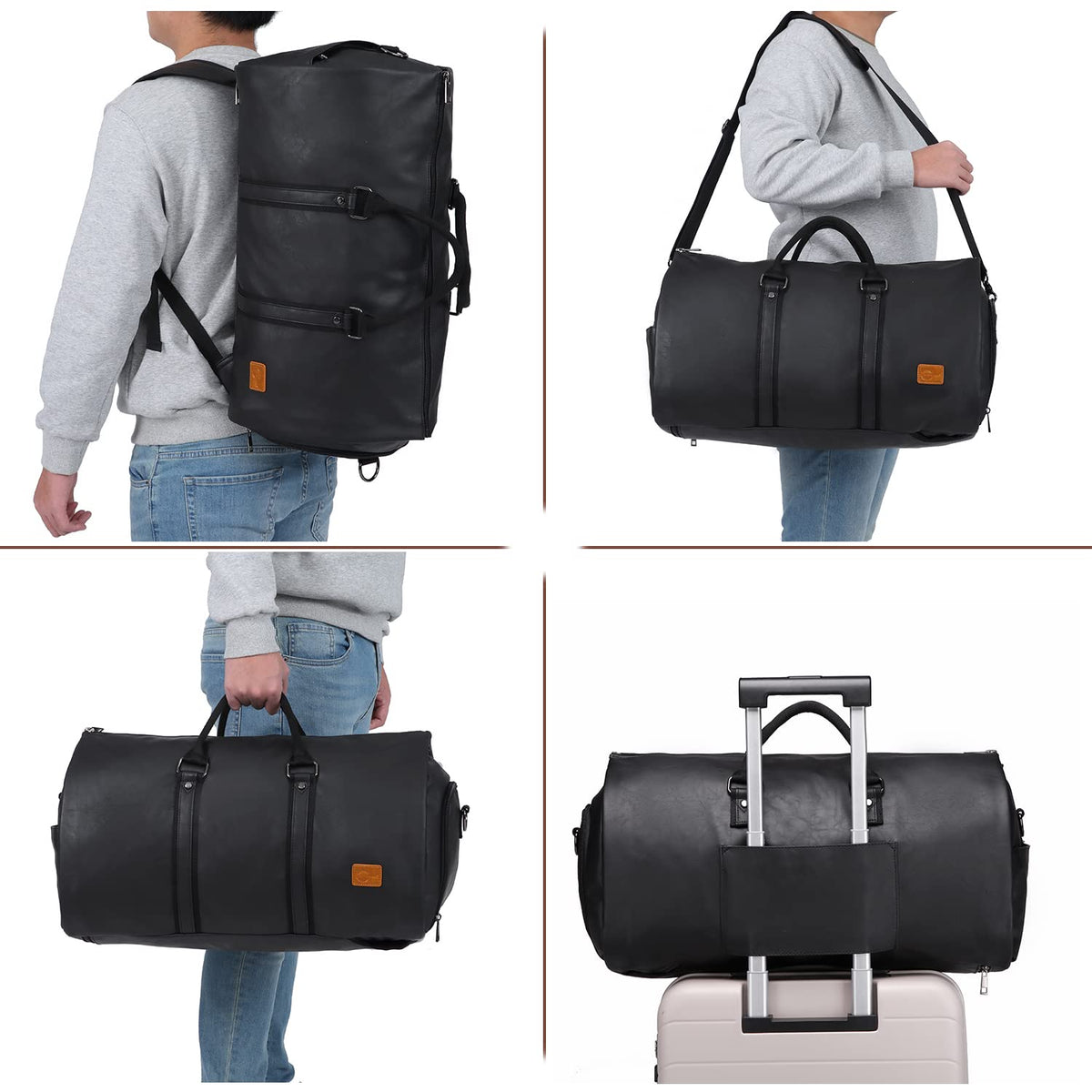 seyfocnia Convertible Travel Garment Bag,Carry on Garment Duffel Bag for Men Women - 2 in 1 Hanging Suitcase Suit Business Travel Bag