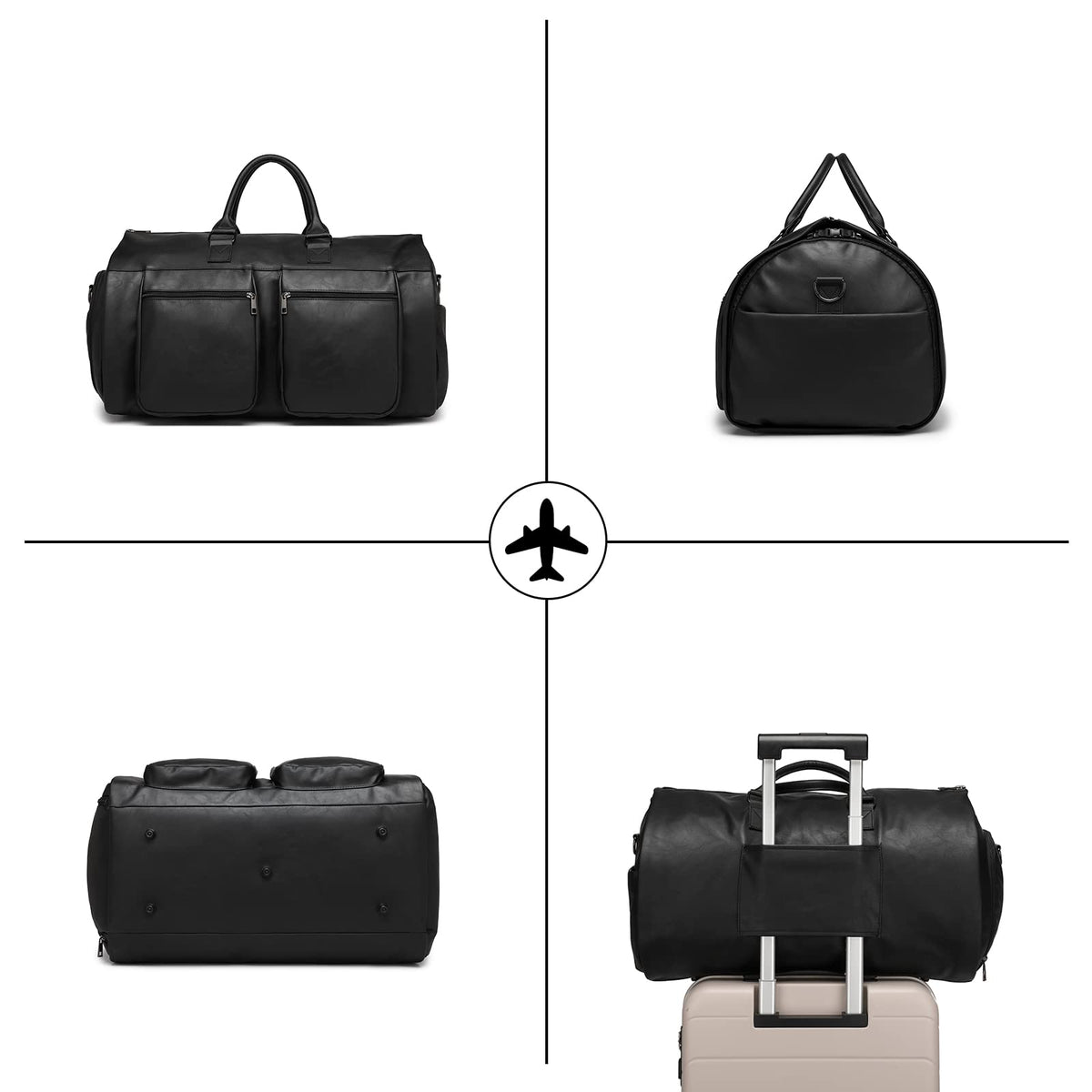 seyfocnia Convertible Travel Garment Bag,Carry on Garment Duffel Bag for Men Women - 2 in 1 Hanging Suitcase Suit Business Travel Bag