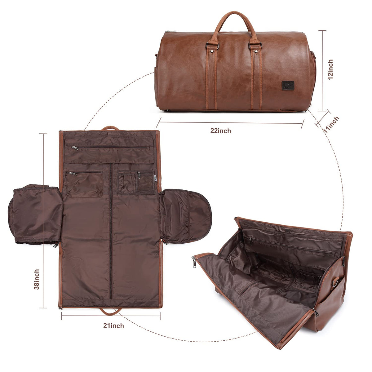 seyfocnia Convertible Travel Garment Bag,Carry on Garment Duffel Bag for Men Women - 2 in 1 Hanging Suitcase Suit Business Travel Bag