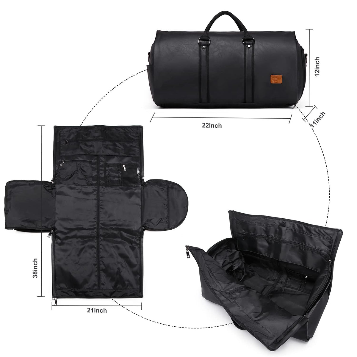 seyfocnia Convertible Travel Garment Bag,Carry on Garment Duffel Bag for Men Women - 2 in 1 Hanging Suitcase Suit Business Travel Bag