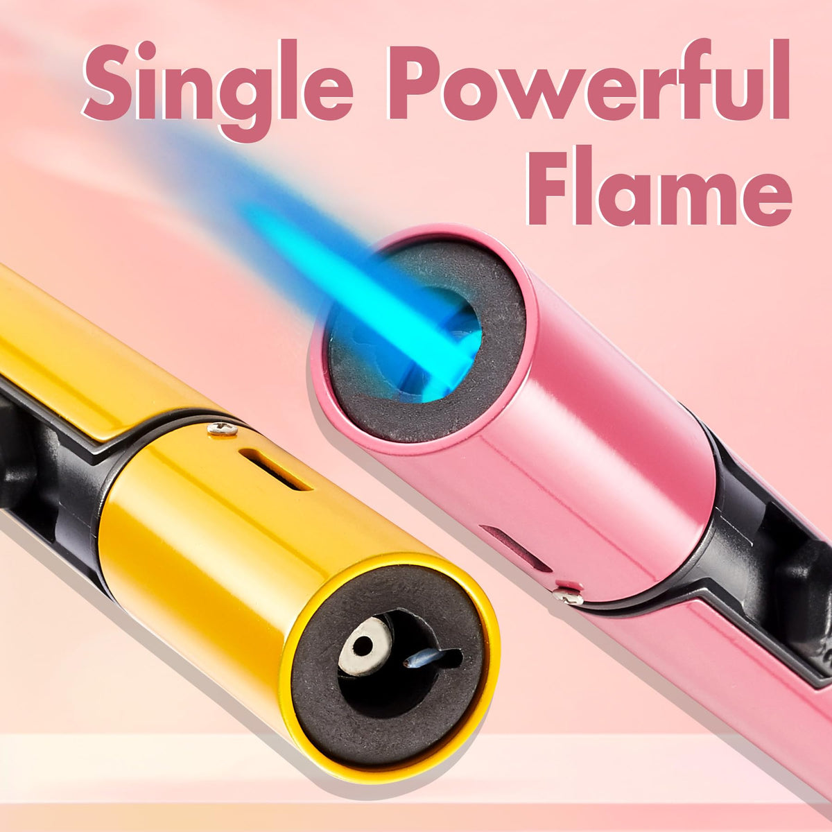 Urgrette 3 Pack Butane Torch Lighters, 6-inch Refillable Pen Lighter Adjustable Jet Flame Butane Lighter for Grill BBQ Camping (Gas Not Included)