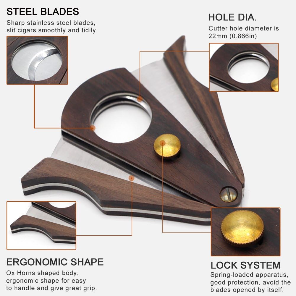 Zebra Wood Locking Cigar Cutter