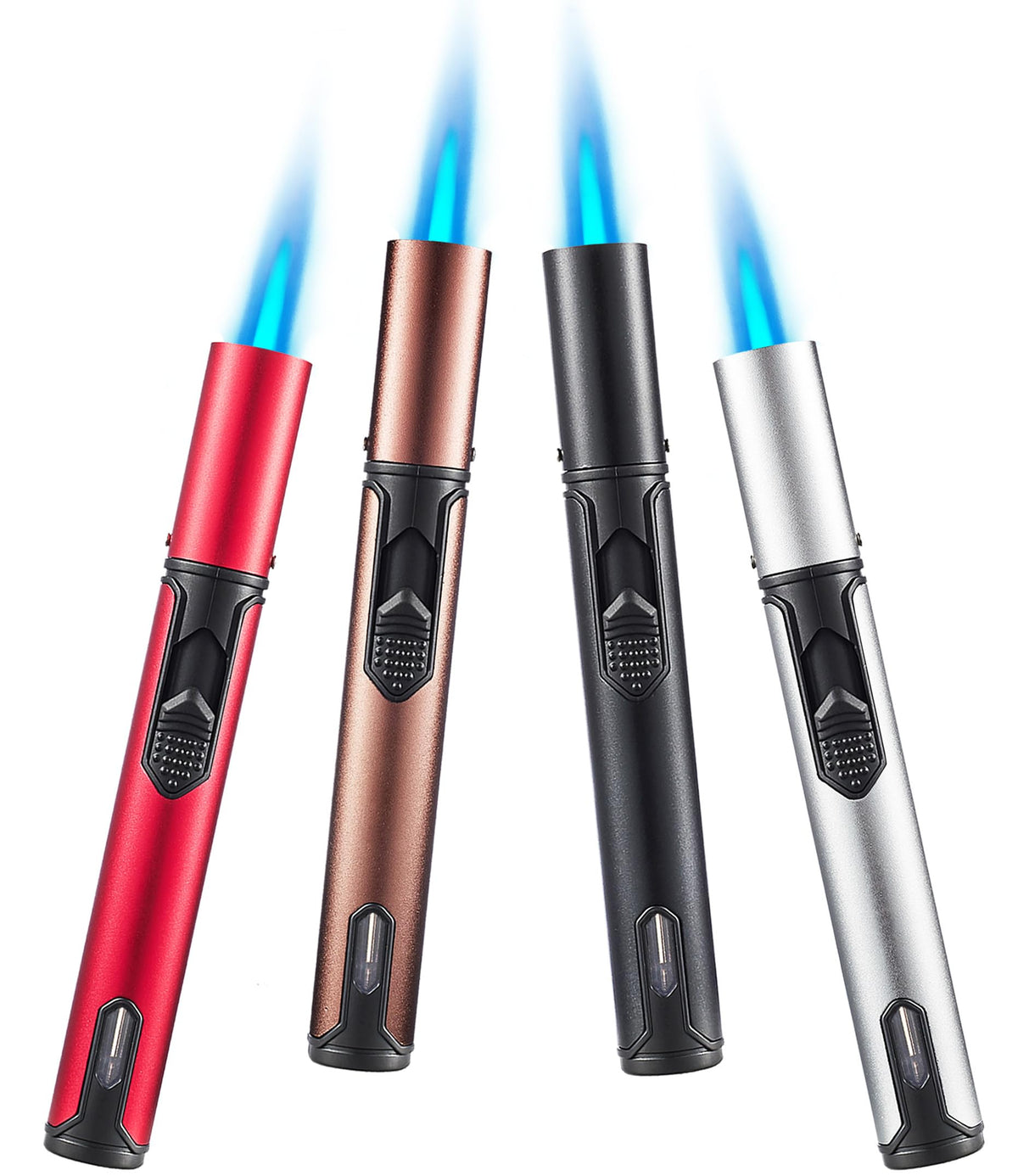 Urgrette 3 Pack Butane Torch Lighters, 6-inch Refillable Pen Lighter Adjustable Jet Flame Butane Lighter for Grill BBQ Camping (Gas Not Included)