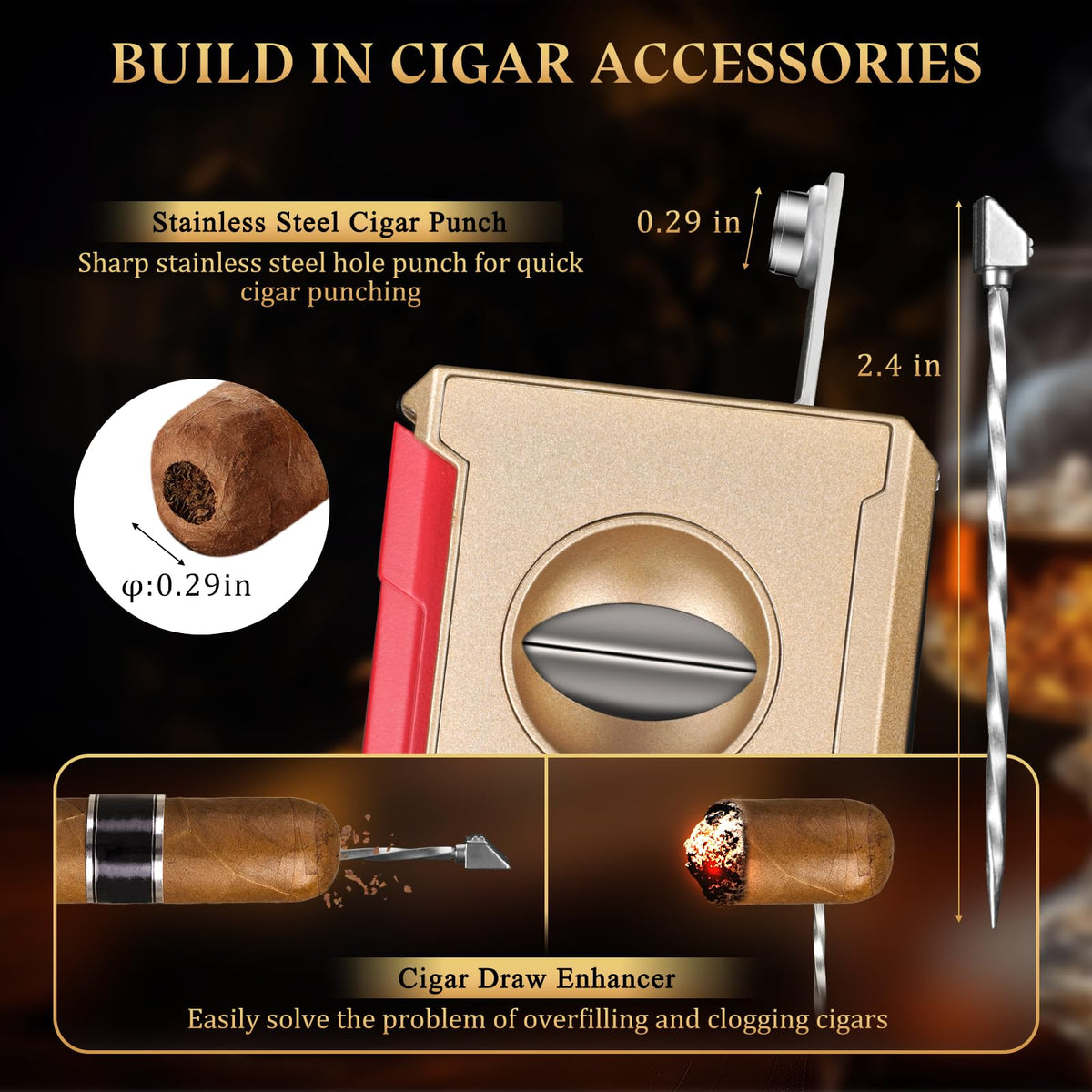 LIHTUN 4-in-1 Cigar Cutter