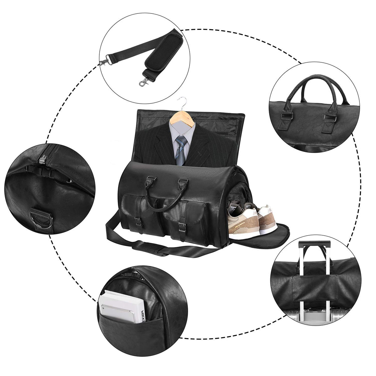 seyfocnia Convertible Travel Garment Bag,Carry on Garment Duffel Bag for Men Women - 2 in 1 Hanging Suitcase Suit Business Travel Bag