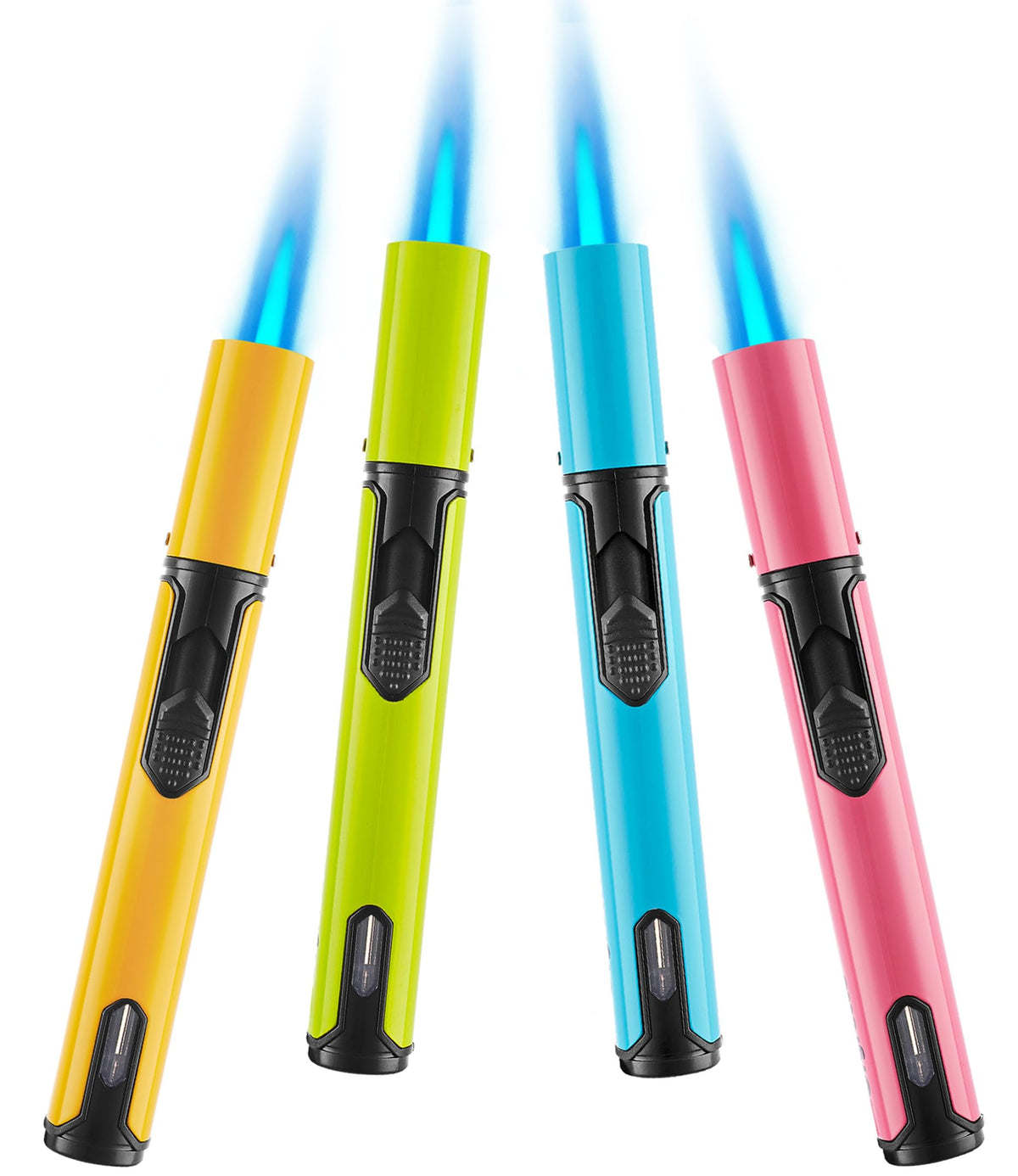 Urgrette 3 Pack Butane Torch Lighters, 6-inch Refillable Pen Lighter Adjustable Jet Flame Butane Lighter for Grill BBQ Camping (Gas Not Included)