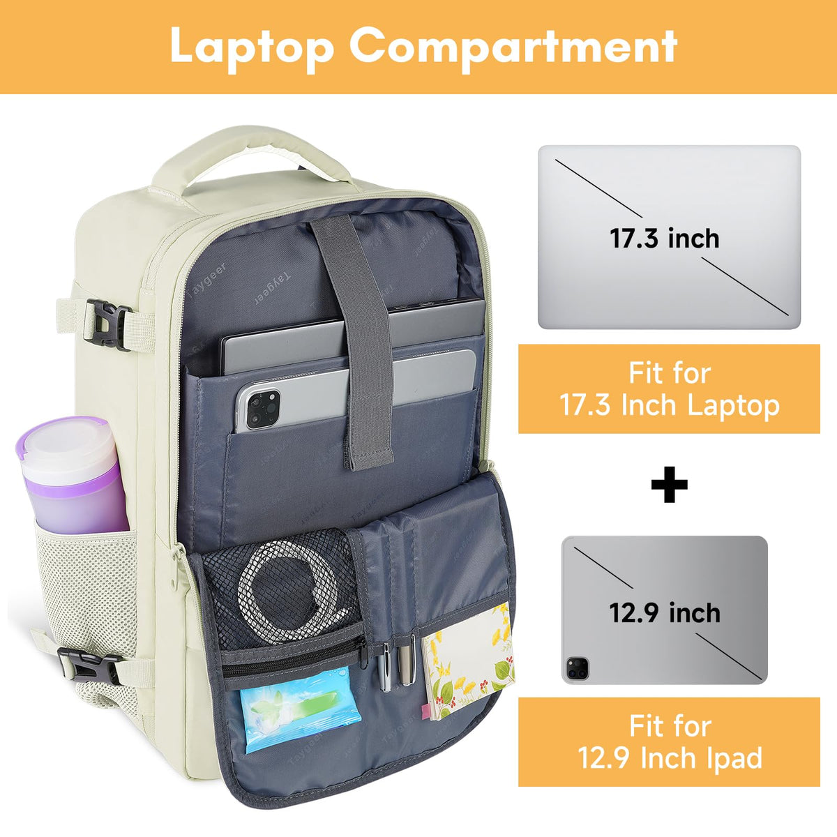 Taygeer Travel Laptop Backpack for Men, Airplane Approved Travel Backpack