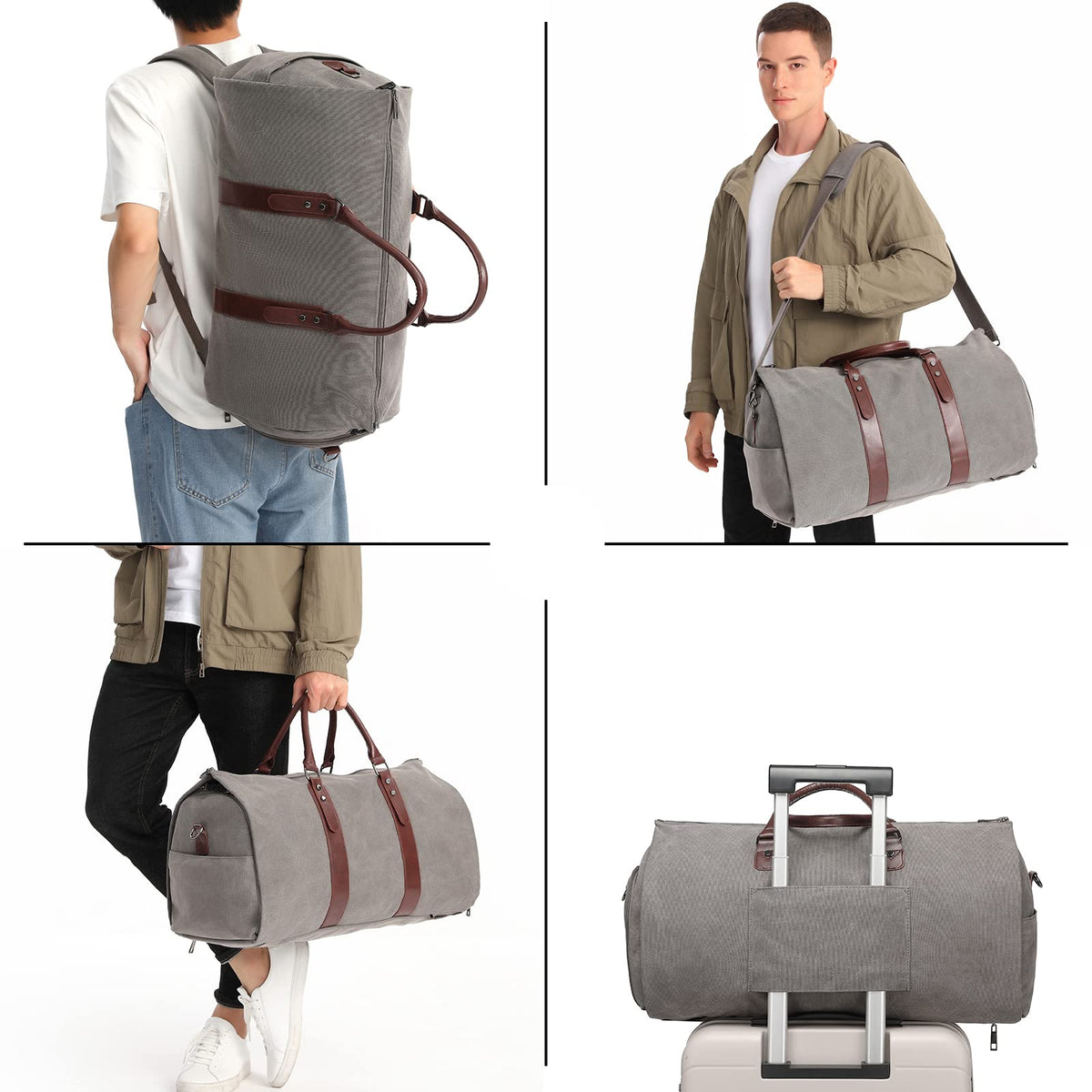 seyfocnia Convertible Travel Garment Bag,Carry on Garment Duffel Bag for Men Women - 2 in 1 Hanging Suitcase Suit Business Travel Bag