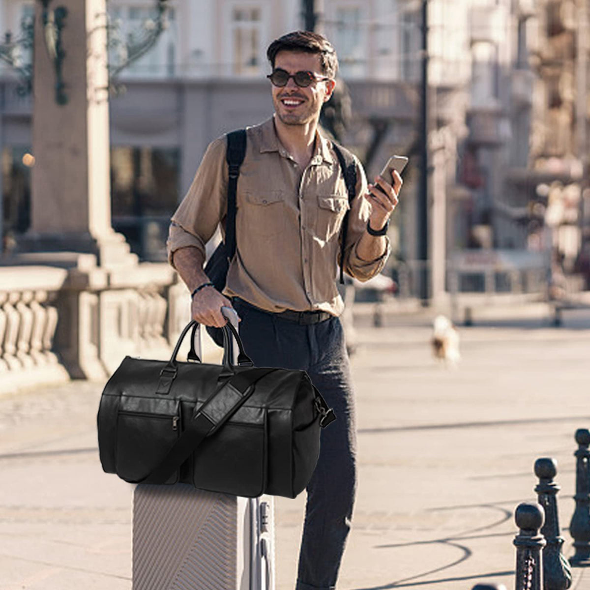 seyfocnia Convertible Travel Garment Bag,Carry on Garment Duffel Bag for Men Women - 2 in 1 Hanging Suitcase Suit Business Travel Bag