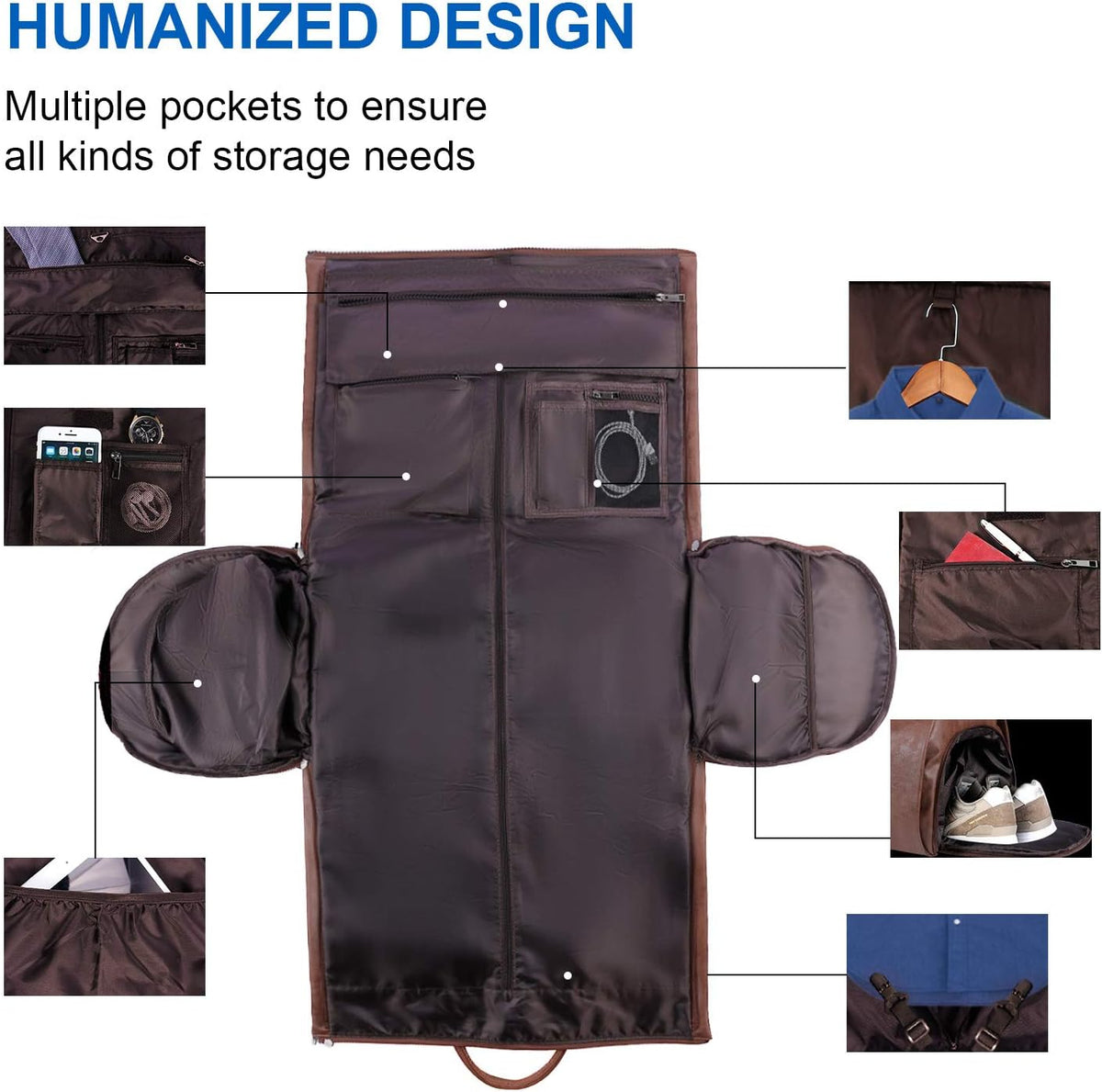 seyfocnia Convertible Travel Garment Bag,Carry on Garment Duffel Bag for Men Women - 2 in 1 Hanging Suitcase Suit Business Travel Bag
