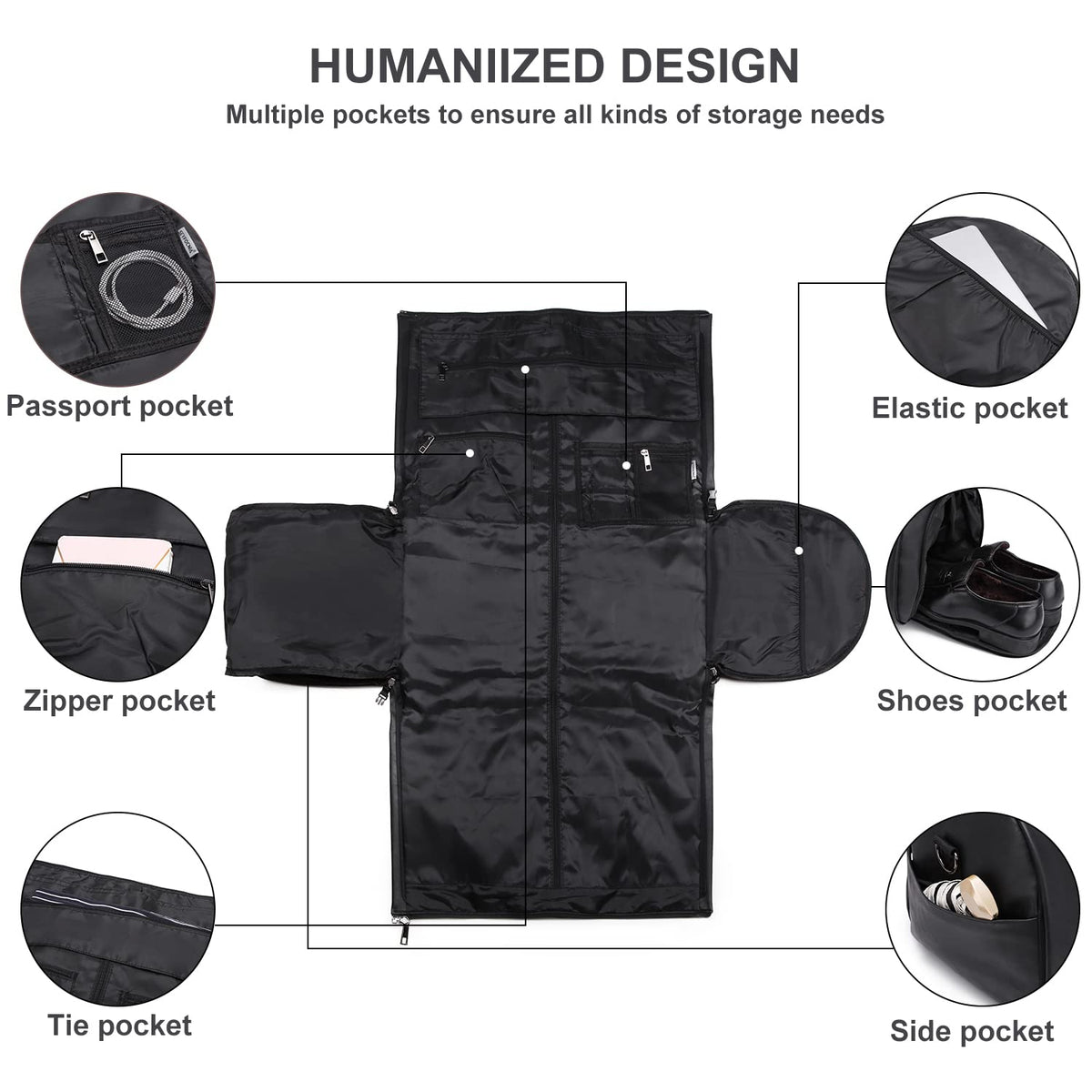 seyfocnia Convertible Travel Garment Bag,Carry on Garment Duffel Bag for Men Women - 2 in 1 Hanging Suitcase Suit Business Travel Bag