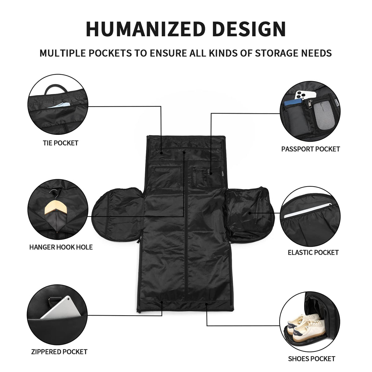 seyfocnia Convertible Travel Garment Bag,Carry on Garment Duffel Bag for Men Women - 2 in 1 Hanging Suitcase Suit Business Travel Bag