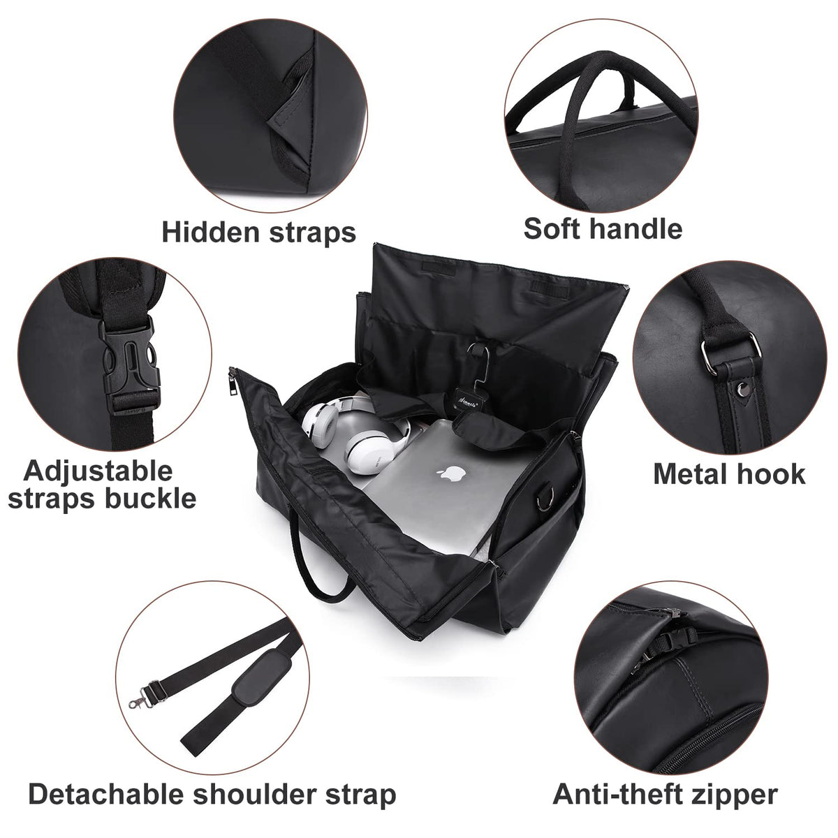 seyfocnia Convertible Travel Garment Bag,Carry on Garment Duffel Bag for Men Women - 2 in 1 Hanging Suitcase Suit Business Travel Bag