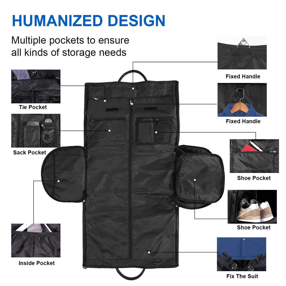 seyfocnia Convertible Travel Garment Bag,Carry on Garment Duffel Bag for Men Women - 2 in 1 Hanging Suitcase Suit Business Travel Bag