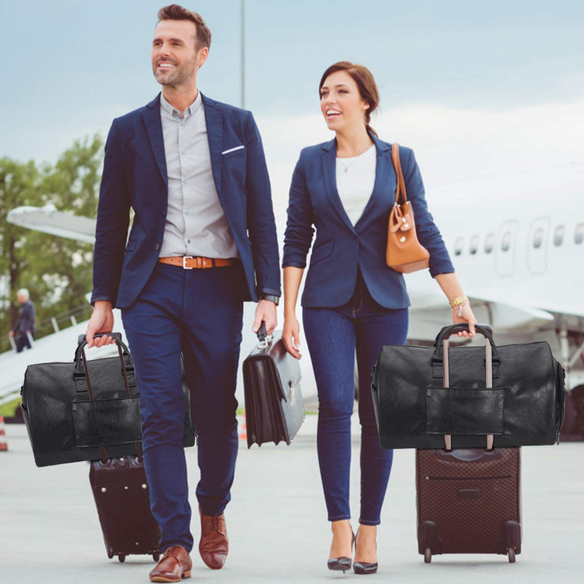 seyfocnia Convertible Travel Garment Bag,Carry on Garment Duffel Bag for Men Women - 2 in 1 Hanging Suitcase Suit Business Travel Bag