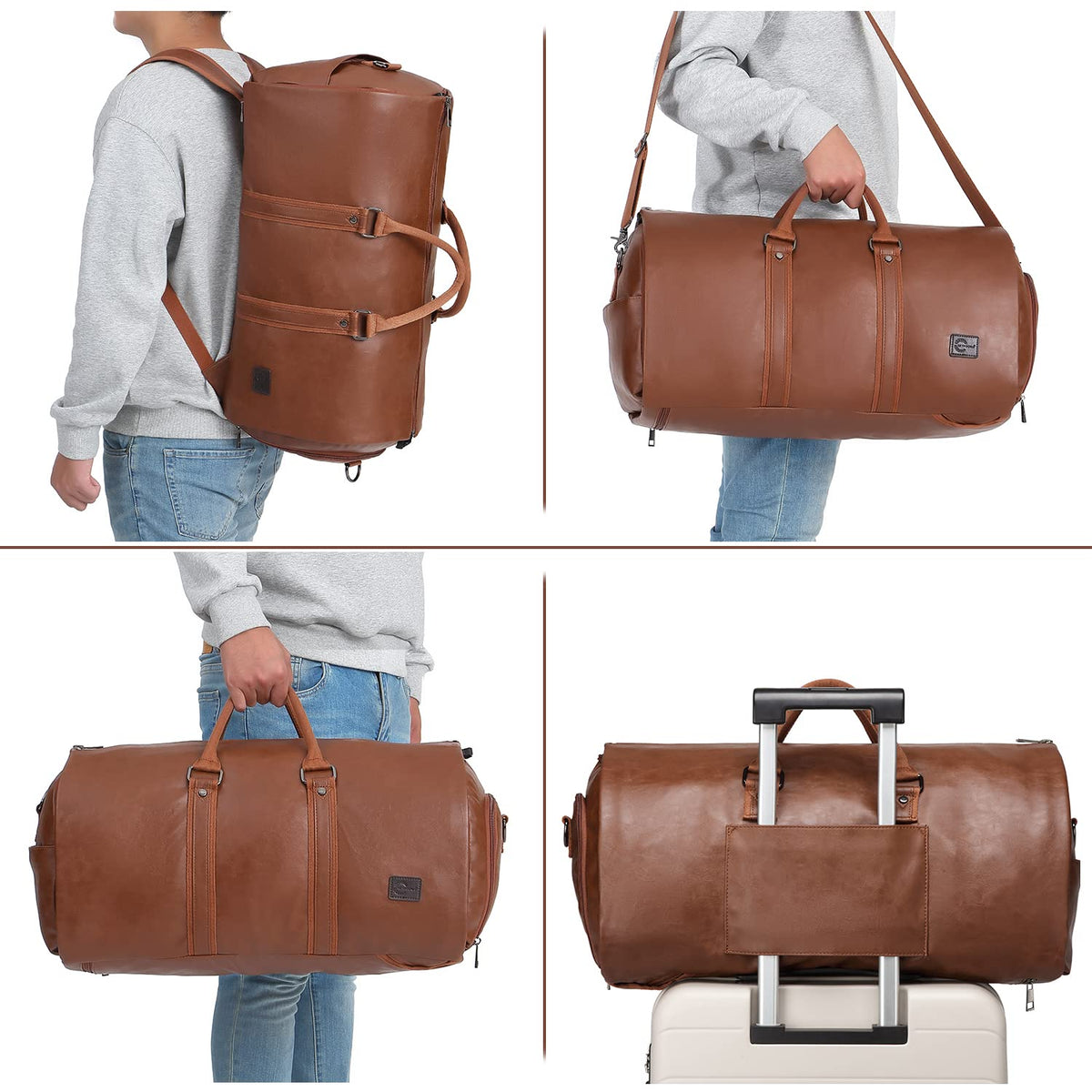 seyfocnia Convertible Travel Garment Bag,Carry on Garment Duffel Bag for Men Women - 2 in 1 Hanging Suitcase Suit Business Travel Bag