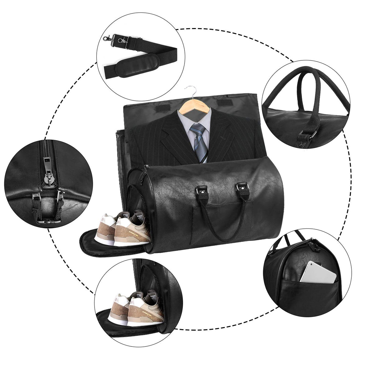 seyfocnia Convertible Travel Garment Bag,Carry on Garment Duffel Bag for Men Women - 2 in 1 Hanging Suitcase Suit Business Travel Bag