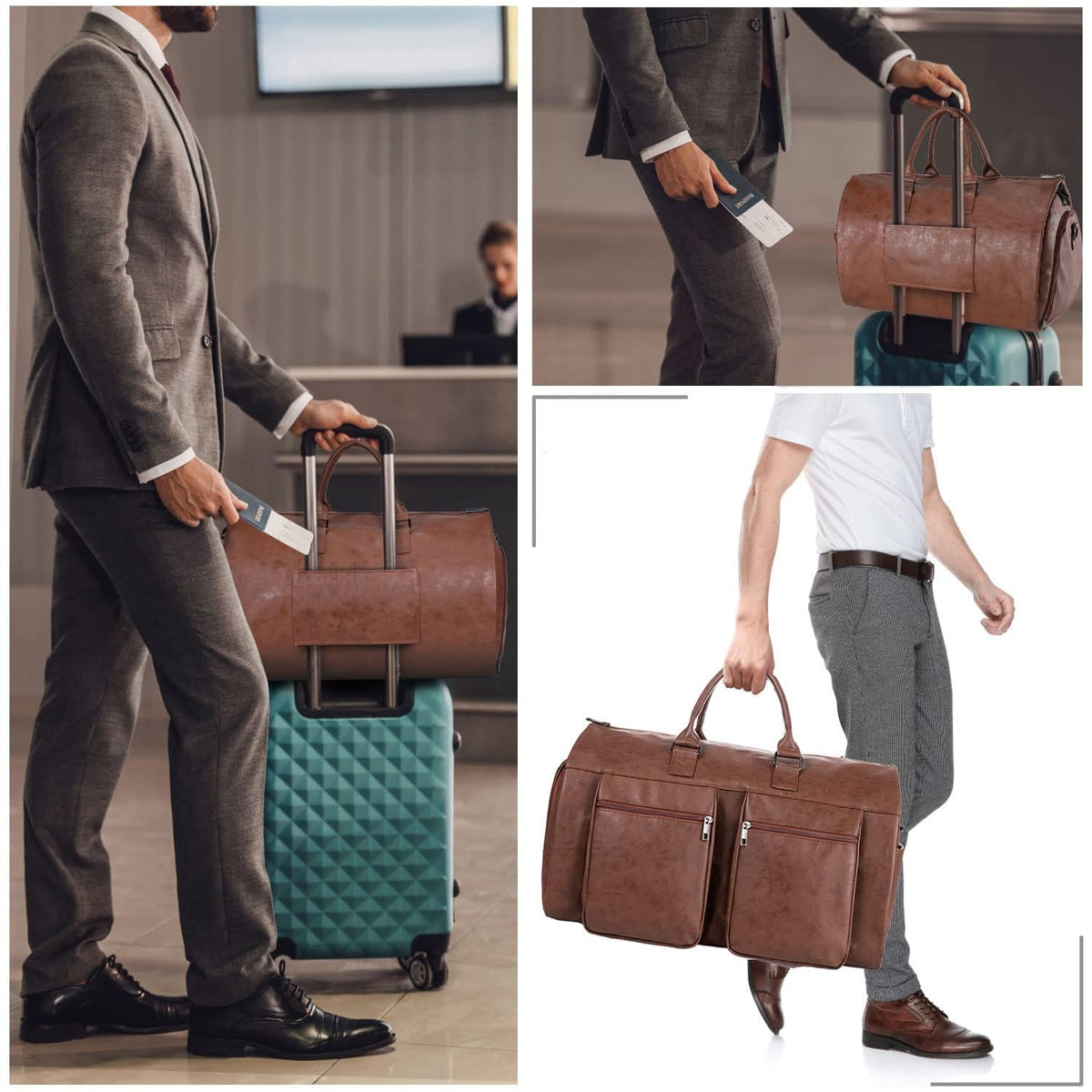 seyfocnia Convertible Travel Garment Bag,Carry on Garment Duffel Bag for Men Women - 2 in 1 Hanging Suitcase Suit Business Travel Bag