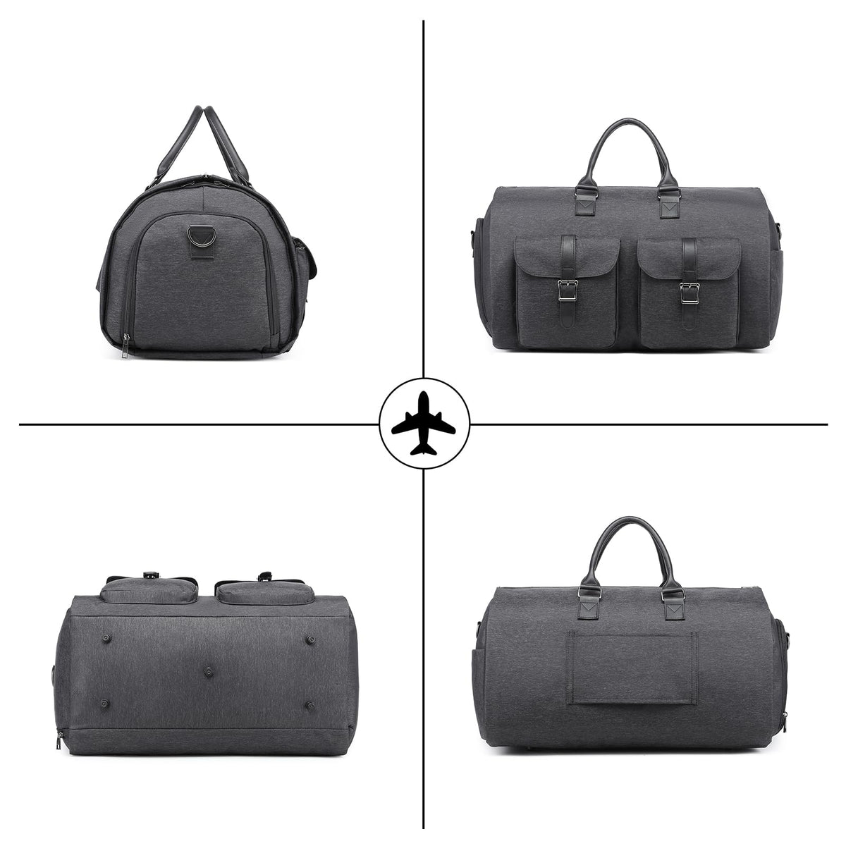 seyfocnia Convertible Travel Garment Bag,Carry on Garment Duffel Bag for Men Women - 2 in 1 Hanging Suitcase Suit Business Travel Bag