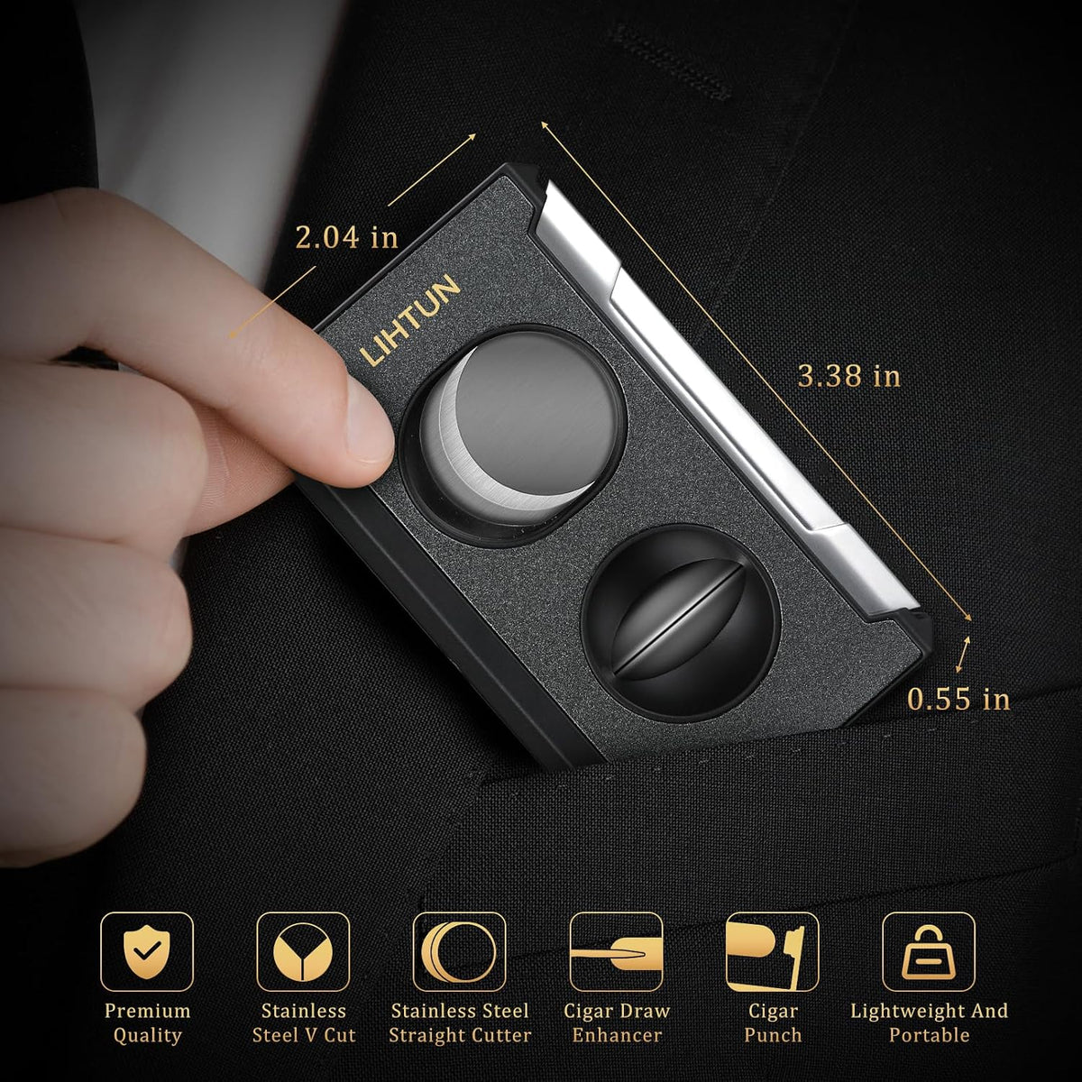 LIHTUN 4-in-1 Cigar Cutter