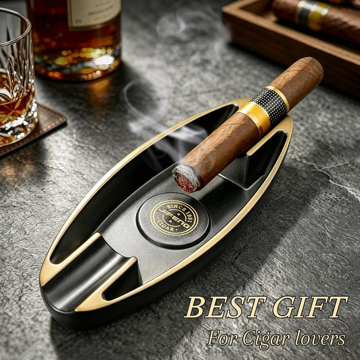Cigar Ashtray for Outdoors 2 Holder Portable Travel Ashtray