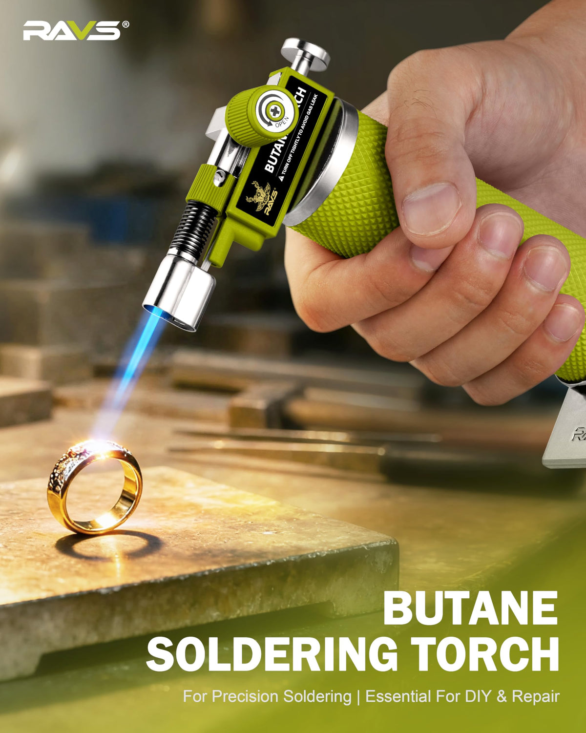 RAVS Butane Torch Lighter, DUAL Flame Mode Kitchen Torch, Refillable Cooking Torch Gun, Creme Brulee Torch Lighter, Blow Torch for Cooking, Welding, Mini Torch Soldering Torch, Butane is Not Included