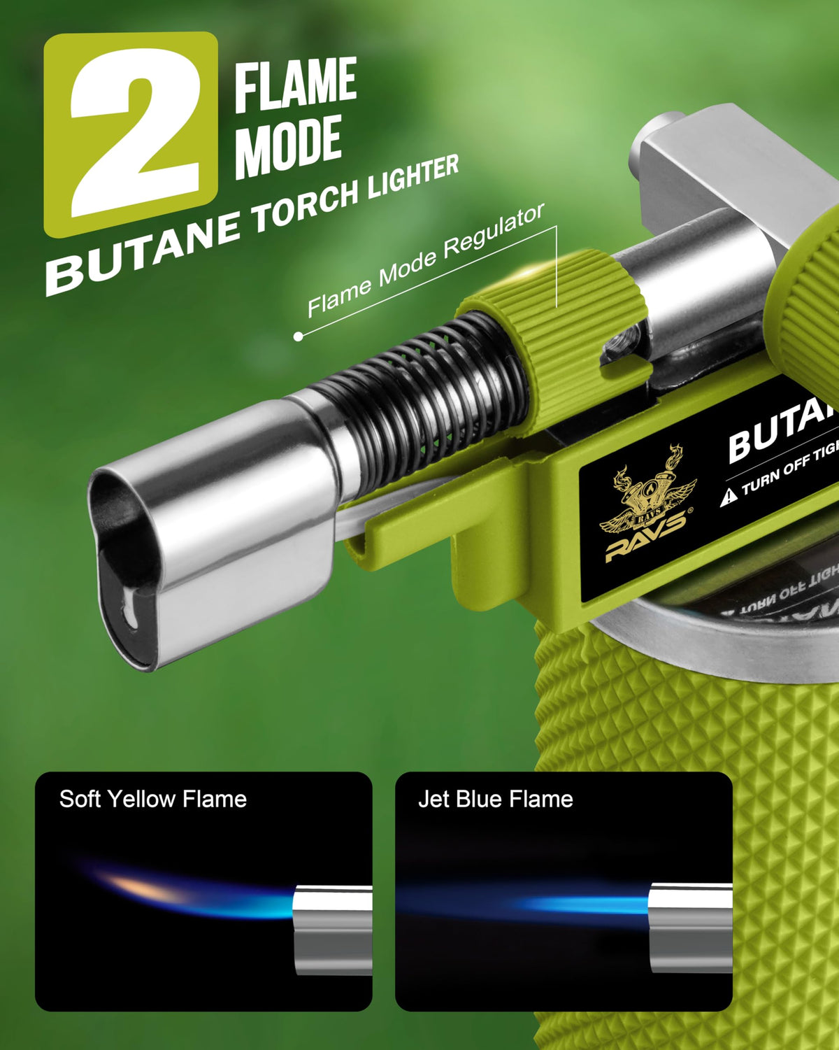 RAVS Butane Torch Lighter, DUAL Flame Mode Kitchen Torch, Refillable Cooking Torch Gun, Creme Brulee Torch Lighter, Blow Torch for Cooking, Welding, Mini Torch Soldering Torch, Butane is Not Included