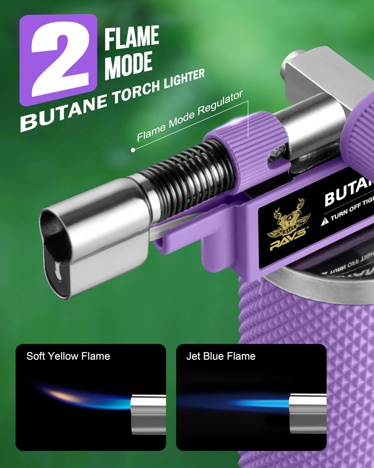 RAVS Butane Torch Lighter, DUAL Flame Mode Kitchen Torch, Refillable Cooking Torch Gun, Creme Brulee Torch Lighter, Blow Torch for Cooking, Welding, Mini Torch Soldering Torch, Butane is Not Included