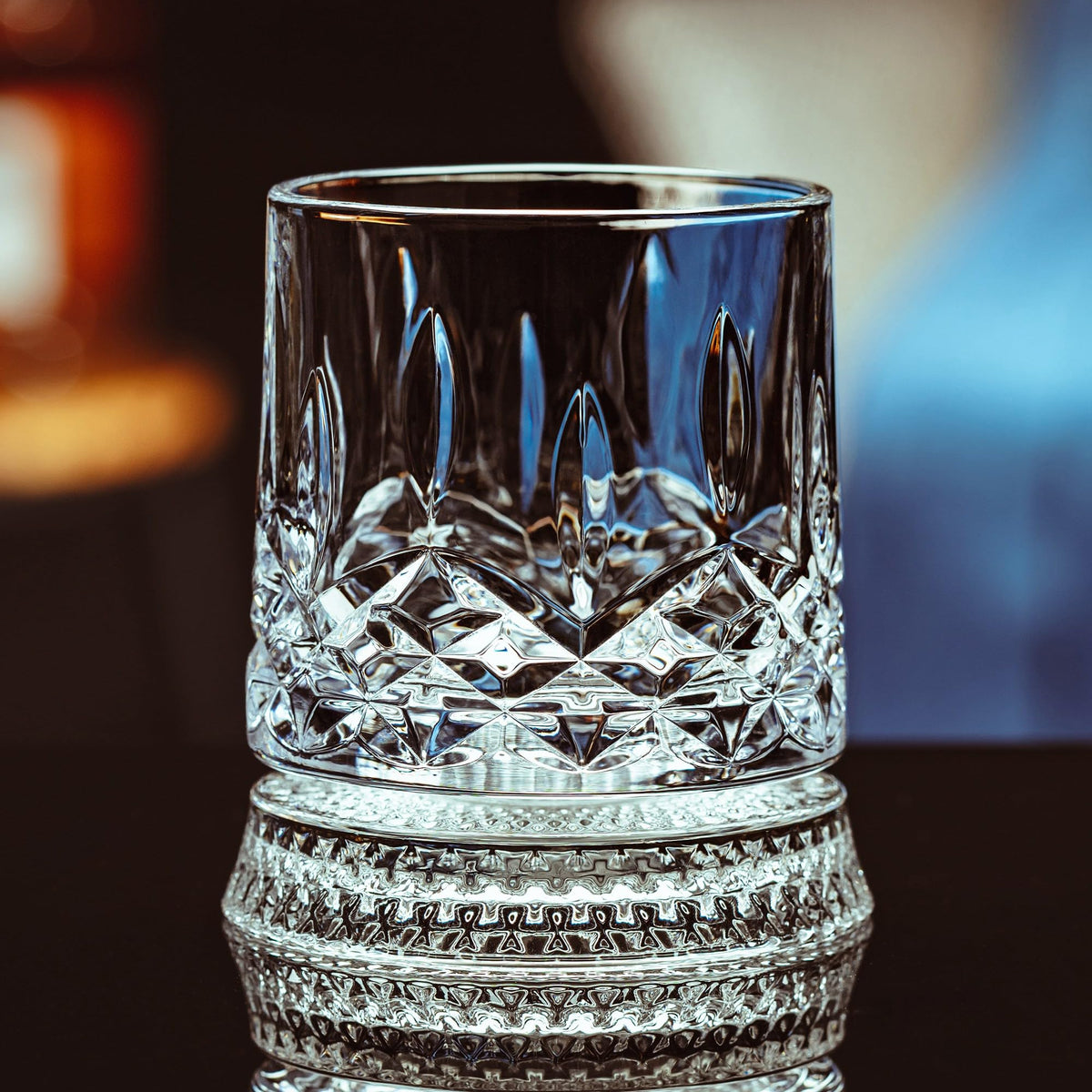 Spinning Whiskey Glasses Set of 4, 9.5 oz with Rotating Bases, Whiskey Gift