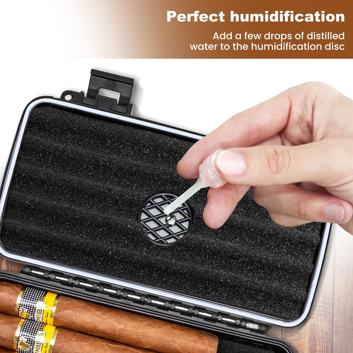Flauno Travel Cigar Humidor Case - Portable Cigar Box with Humidifier Disc & Cigar Cutter | Waterproof | Crushproof | Airtight | Durable (Holds up to 5 Cigars)