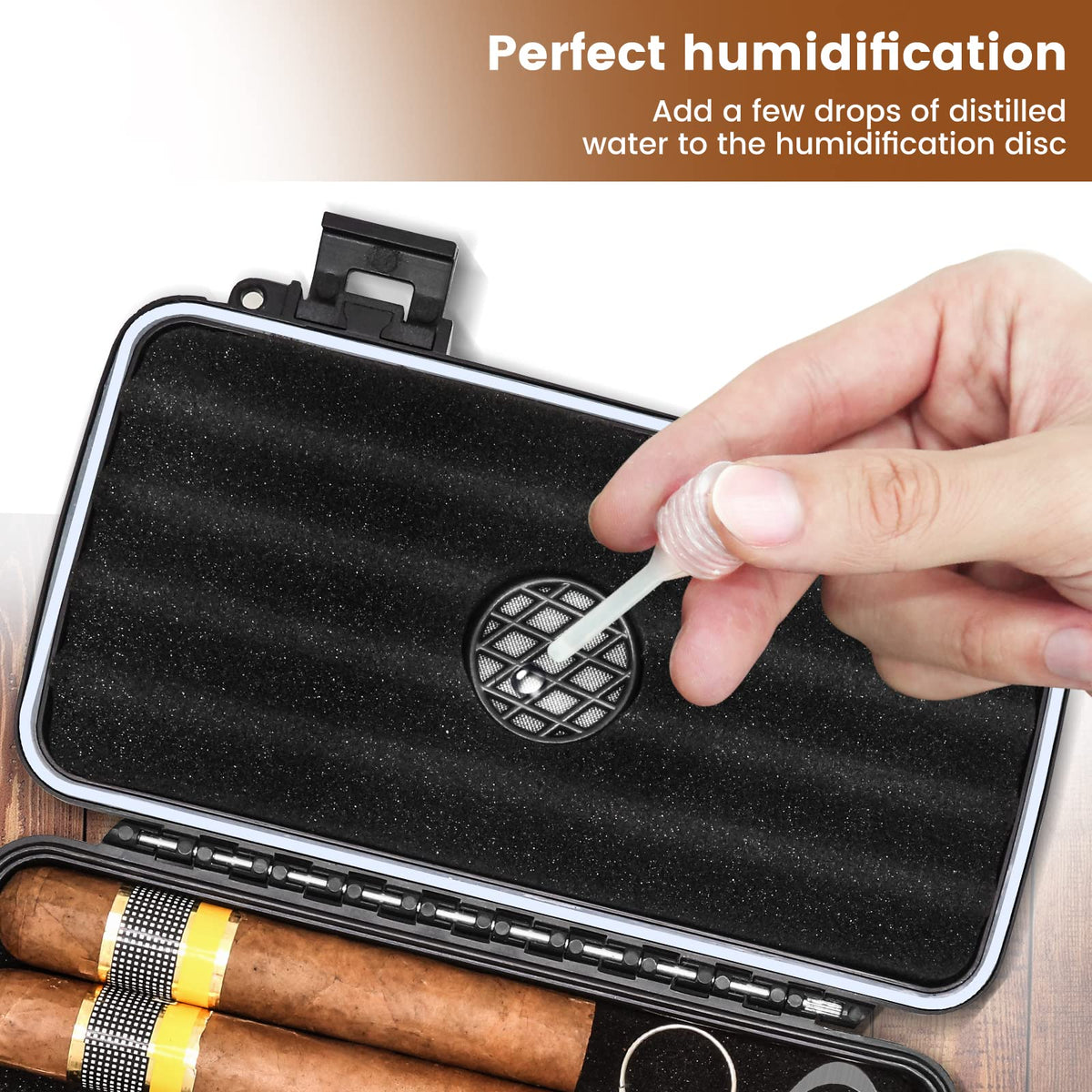 Flauno Travel Cigar Humidor Case - Portable Cigar Box with Humidifier Disc & Cigar Cutter | Waterproof | Crushproof | Airtight | Durable (Holds up to 5 Cigars)