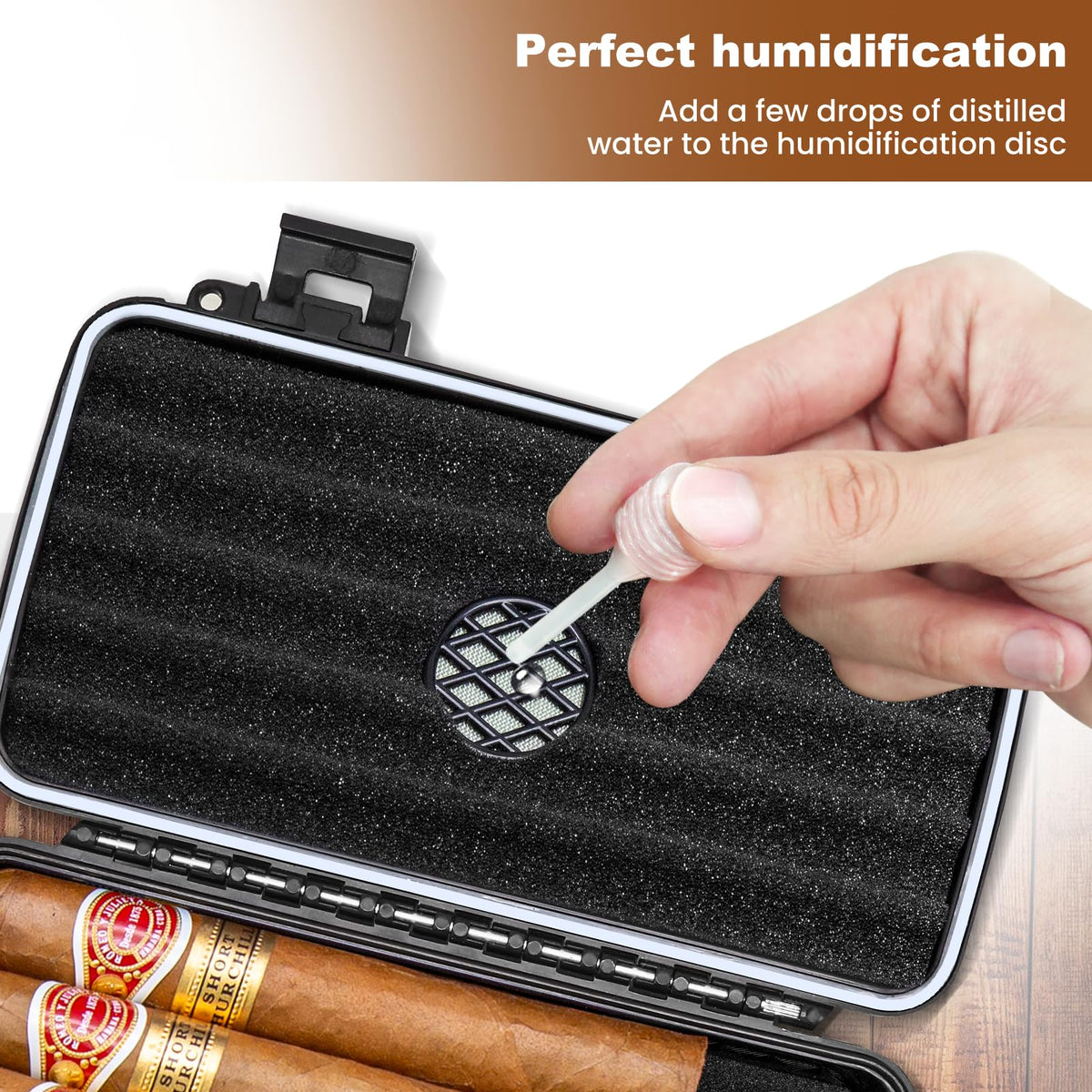 Flauno Travel Cigar Humidor Case - Portable Cigar Box with Humidifier Disc & Cigar Cutter | Waterproof | Crushproof | Airtight | Durable (Holds up to 5 Cigars)