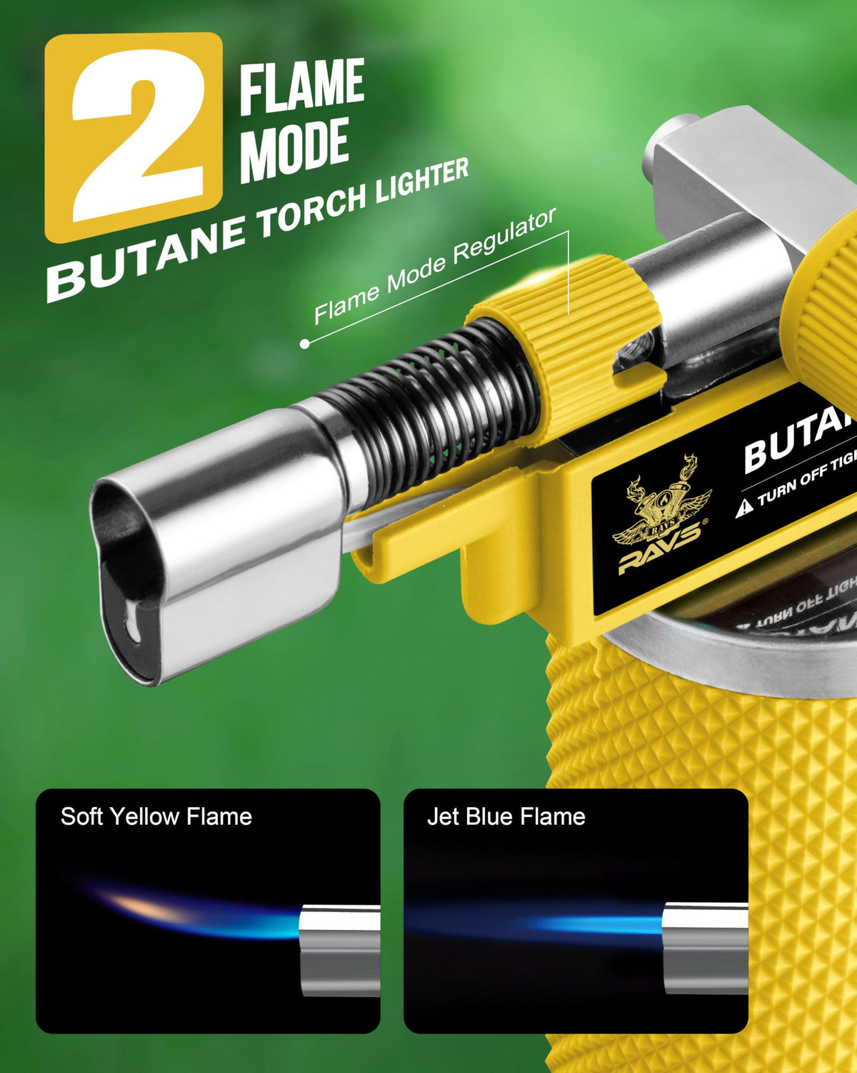 RAVS Butane Torch Lighter, DUAL Flame Mode Kitchen Torch, Refillable Cooking Torch Gun, Creme Brulee Torch Lighter, Blow Torch for Cooking, Welding, Mini Torch Soldering Torch, Butane is Not Included