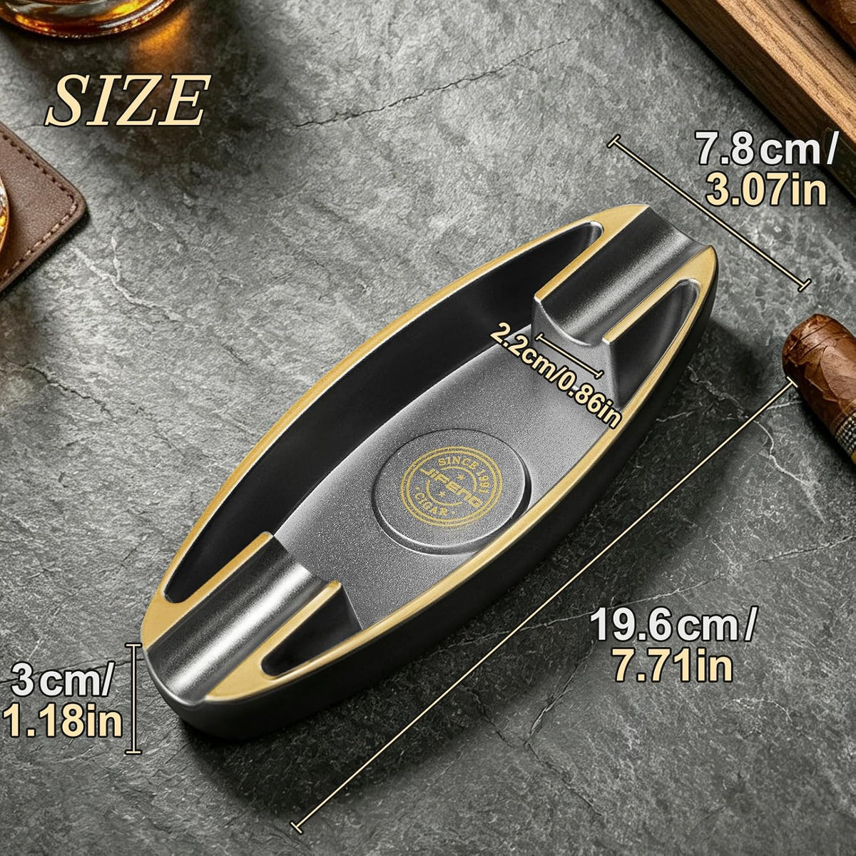 Cigar Ashtray for Outdoors 2 Holder Portable Travel Ashtray