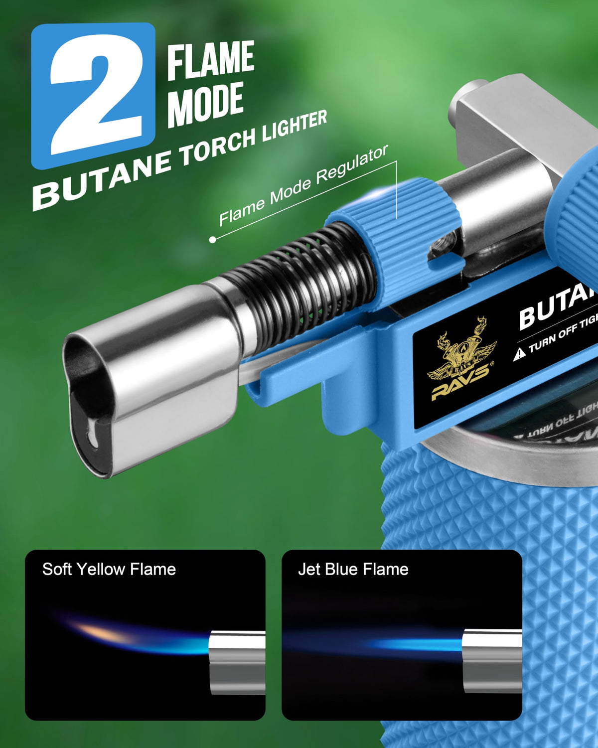 RAVS Butane Torch Lighter, DUAL Flame Mode Kitchen Torch, Refillable Cooking Torch Gun, Creme Brulee Torch Lighter, Blow Torch for Cooking, Welding, Mini Torch Soldering Torch, Butane is Not Included