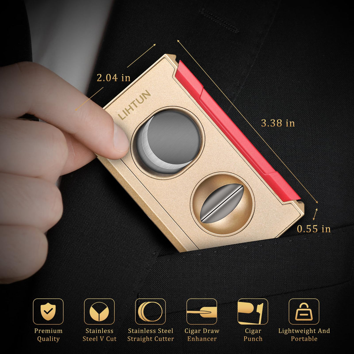 LIHTUN 4-in-1 Cigar Cutter