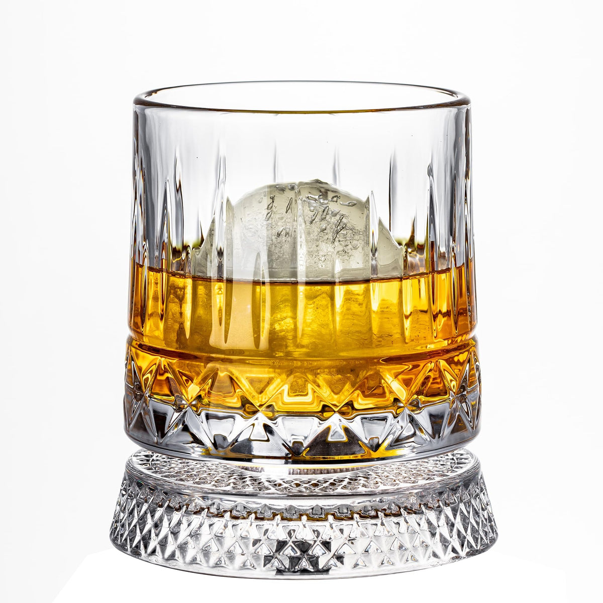 Spinning Whiskey Glasses Set of 4, 9.5 oz with Rotating Bases, Whiskey Gift