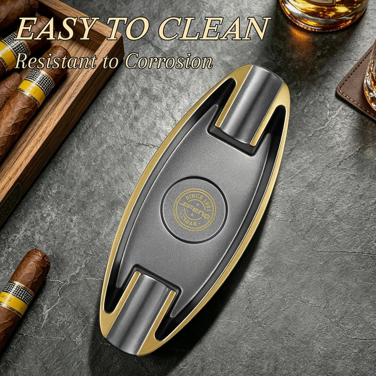 Cigar Ashtray for Outdoors 2 Holder Portable Travel Ashtray