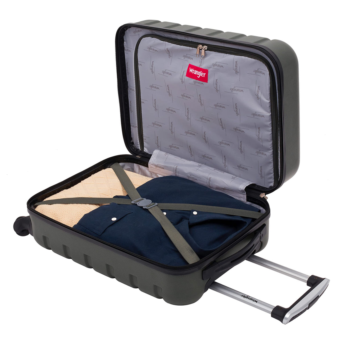 Wrangler 22" Hardside Spinner Carry-On Luggage, Olive